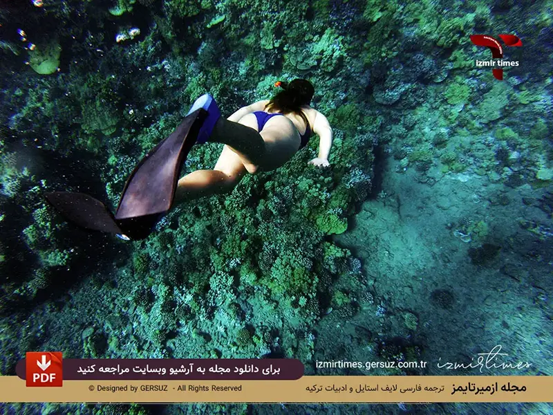 بیکینی آبی شنا زیر آب